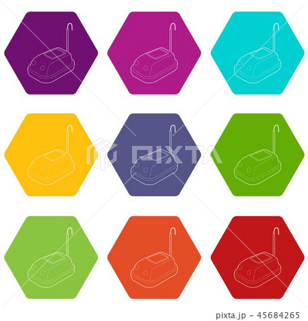 Bumper car in amusement park icons set 9 vector 45684265