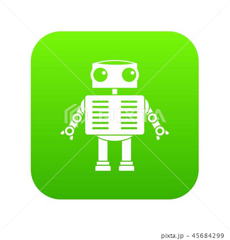 Robot with big eyes icon digital green Robot with big eyes icon digital green 45684299