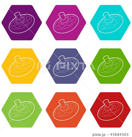 Toy spinning top icons set 9 vector Toy spinning top icons set 9 vector 45684303
