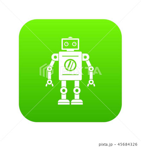 Retro robot icon digital green Retro robot icon digital green 45684326