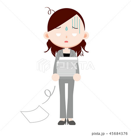 白紙の書類を抱えるパンツスーツのOL 白紙の書類を抱えるパンツスーツのOL 45684376