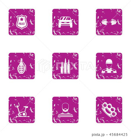 Police icons set, grunge style Police icons set, grunge style 45684425