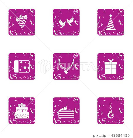 Shindig icons set, grunge style 45684439