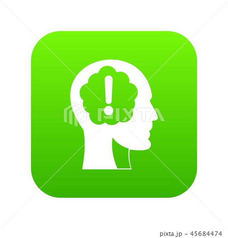 Head with exclamation mark inside icon digital green Head with exclamation mark inside icon digital green 45684474