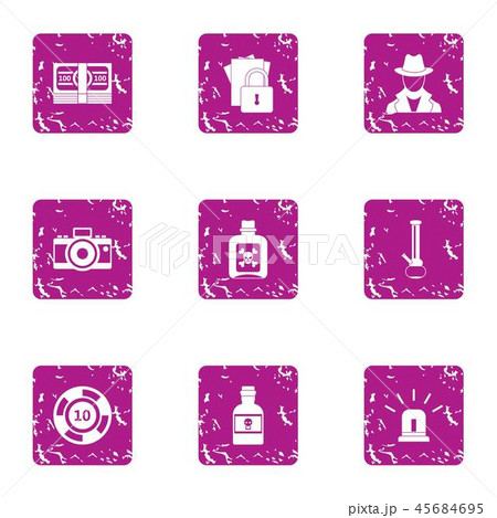 Dark things icons set, grunge style Dark things icons set, grunge style 45684695