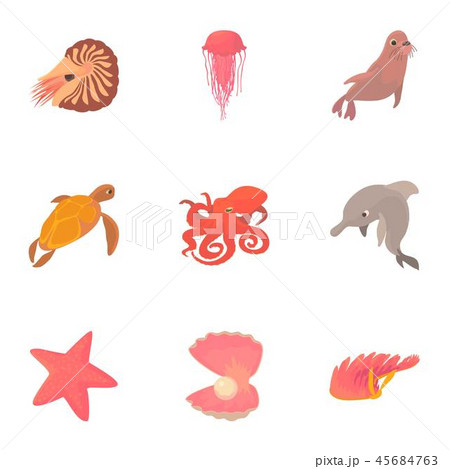 Sea lane icons set, cartoon style 45684763