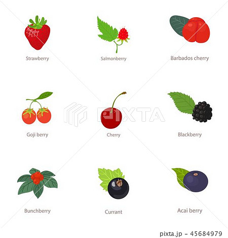 Forest berry icons set, cartoon style Forest berry icons set, cartoon style 45684979