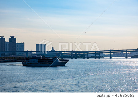 豊洲大橋から臨む東京湾 クルーズ船とレインボーブリッジ 2018.11 a 豊洲大橋から臨む東京湾 クルーズ船とレインボーブリッジ 2018.11 a 45685065