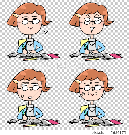 メモをとる女性の表情 45686175