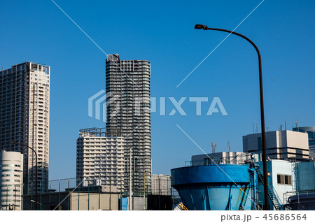 東京再開発 築地周辺と背後の高層マンション　環状2号線暫定開通路から 2018.11 45686564