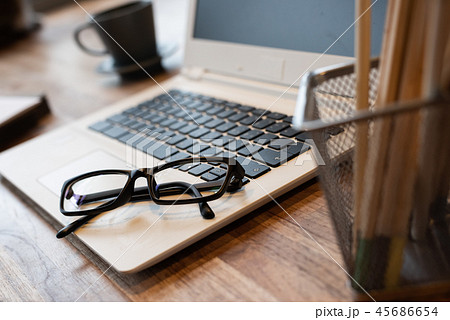 pencils and laptop pencils and laptop 45686654