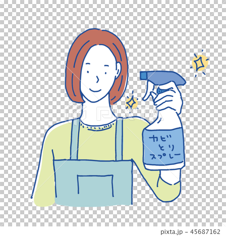 Woman illustration with mold removal spray Woman illustration with mold removal spray 45687162