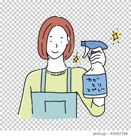 Woman illustration with mold removal spray Woman illustration with mold removal spray 45687166