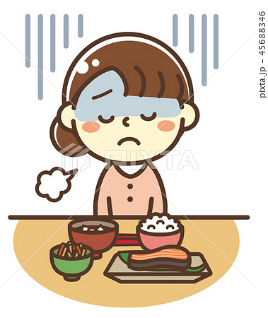 お母さん 食欲不振のイラスト素材