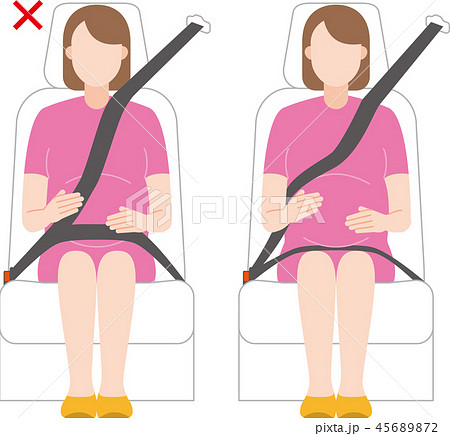 妊婦のシートベルトの仕方のイラスト素材