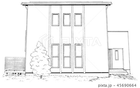 漫画風ペン画イラスト　住宅 45690664