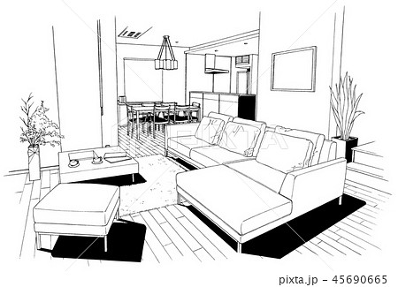 漫画風ペン画イラスト 住宅 漫画風ペン画イラスト 住宅 45690665