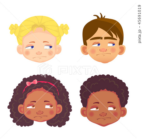faces of girls and boys character set 45691019