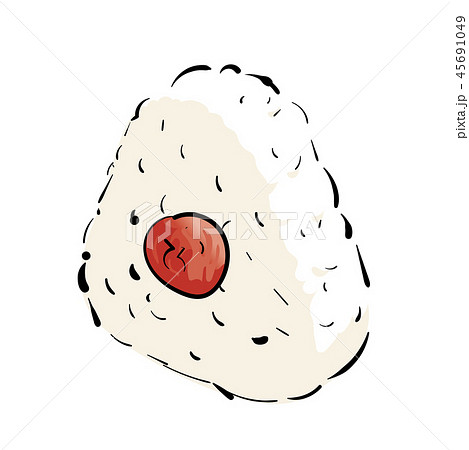 梅のおにぎりのイラスト おむすび 握り飯 オニギリ 米 Rice Ball