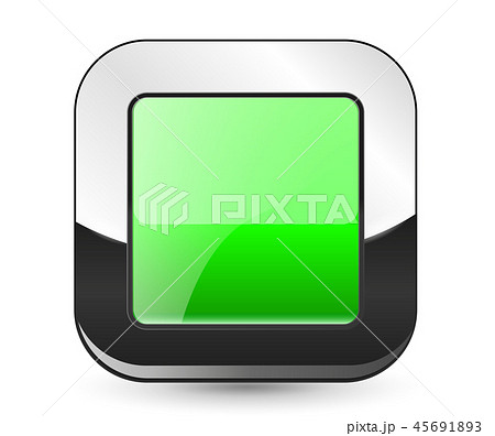 Green square button. With chrome frame Green square button. With chrome frame 45691893