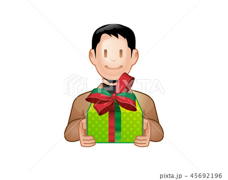 プレゼントの箱を持つ男性のイラスト素材