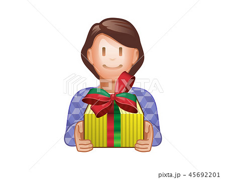 プレゼントの箱を持つ女性のイラスト素材