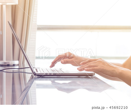Digital lifestyle blog writer using computer 45692210