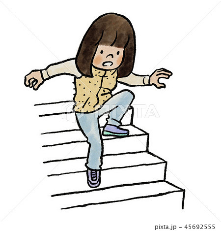 階段を1段飛ばしで降りる子供のイラスト素材