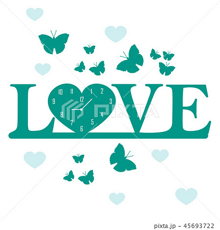 Romantic clock, butterflies and hearts Valentine's 45693722