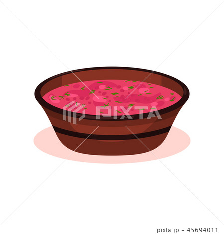 Red beet soup, Bulgarian cuisine national food dish vector Illustration on a white background 45694011