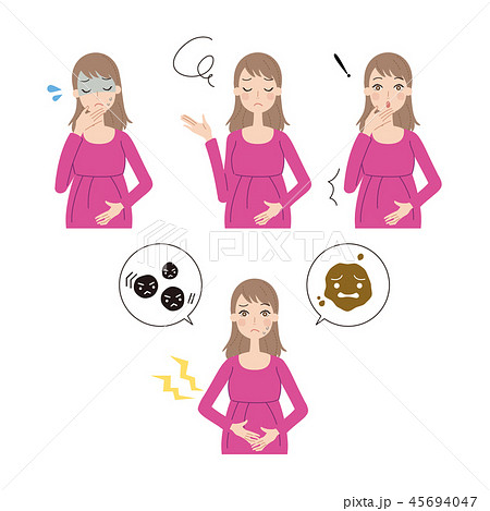 妊婦の表情セット。 妊婦の表情セット。 45694047