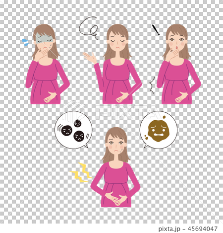妊婦の表情セット。 妊婦の表情セット。 45694047