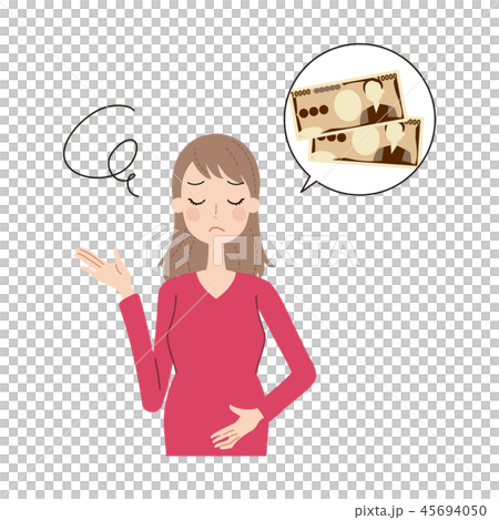 Anxious pregnant woman with money. 45694050