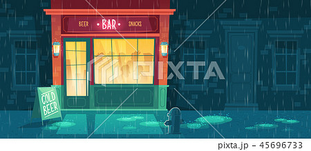 Beer Bar At Night With Peopleのイラスト素材