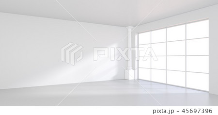 Light scattered light falling from the window into the white room. 3D rendering Light scattered light falling from the window into the white room. 3D rendering 45697396