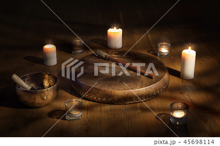 Shaman tambourine and Tibetan bowl  45698114