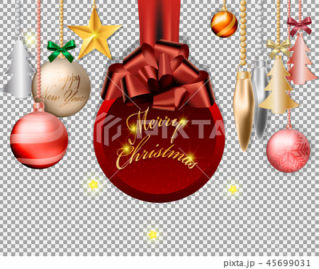 Christmas balls and decorations transparent design 45699031