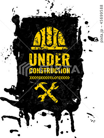 Grunge, scratched under construction Warning road sign. Grunge, scratched under construction Warning road sign. 45699588