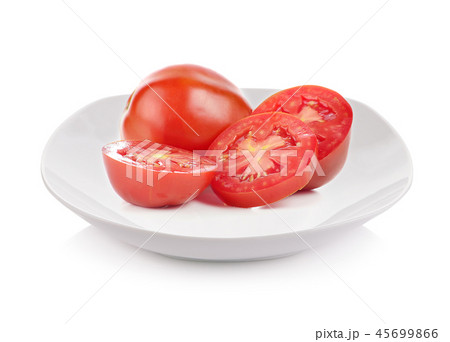 tomatoes on plate isolated on white background. tomatoes on plate isolated on white background. 45699866
