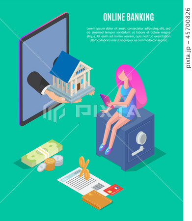 Online Banking Poster Text Vector Illustration 45700826