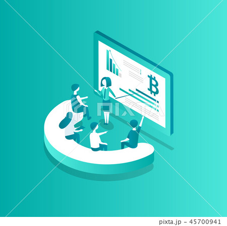 Blockchain Seminar for Workers Vector Illustration 45700941