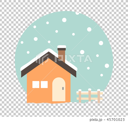 家 山小屋 冬の雪背景のイラスト素材