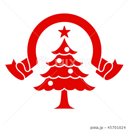 クリスマスツリーとリボンのシンボルマーク 45701024