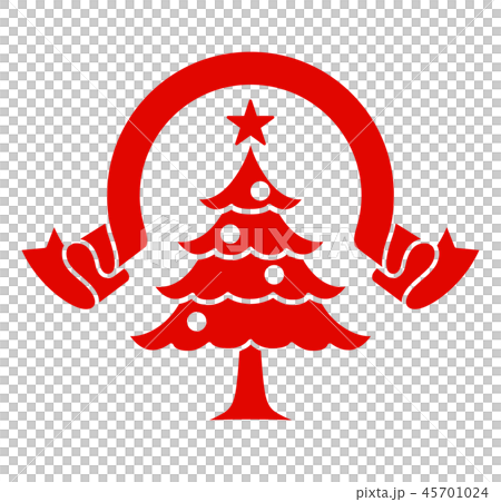 クリスマスツリーとリボンのシンボルマーク 45701024