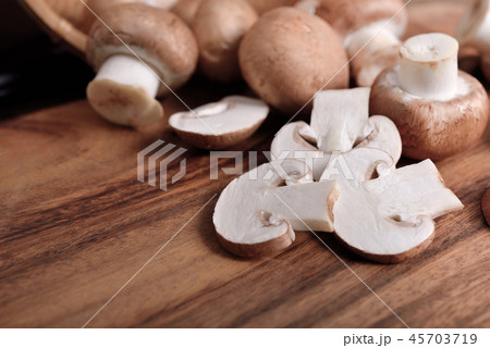 whole and sliced fresh champignon mushroom whole and sliced fresh champignon mushroom 45703719
