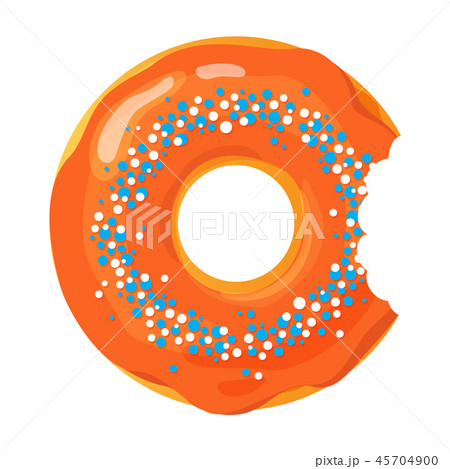 Colorful bitten donut on white background 45704900