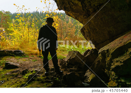explorer in the cave explorer in the cave 45705440