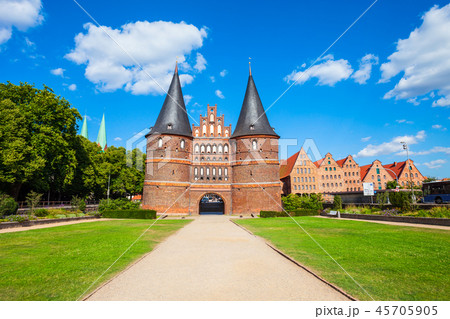 Holstentor city gate in Lubeck 45705905