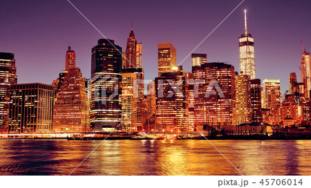New York City Manhattan downtown skyline at night 45706014