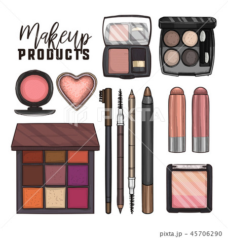 Color illustration of makeup products 45706290